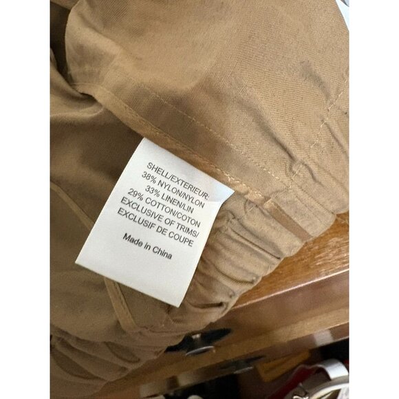 Tory Burch Warren Ruffle Coat 4 Tan Jacket Raincoat Trench Zip Hooded Classic - Picture 10 of 11